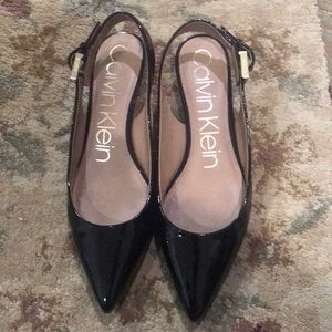 Calvin Klein Luka Patent Slingback Kitten Heel Pump